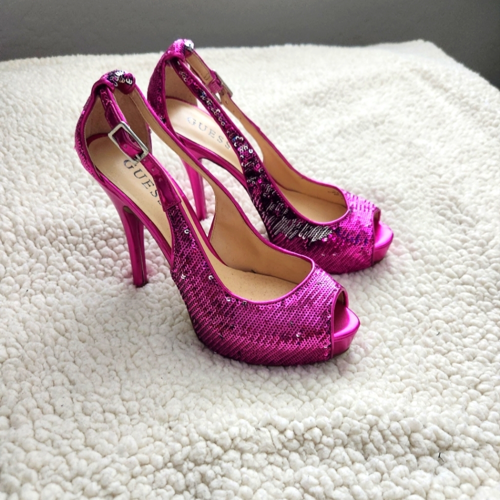 Brand New Hot Pink/Silver Interchangeable/Color Changing Sequin Color Heels